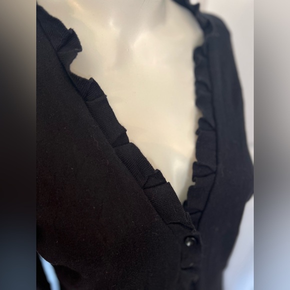 Reaction | Black Ruffle Cardigan | L. Kenneth Cole - Picture 2 of 4
